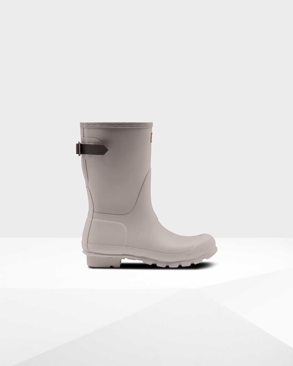 Womens Hunter Original Short Back Adjustable Rain Boots Light Grey | XPYLJN-826